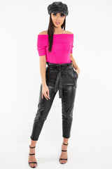 Fuchsia Rib Knit Bardot Top - Gloria