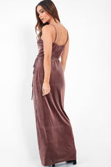 Pink Velvet Stripe Wrap Maxi Dress - Tamyah