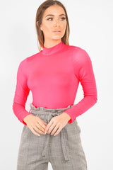 Neon Pink Slinky Bodysuit - Allison