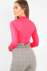 Neon Pink Slinky Bodysuit - Allison