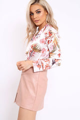 Pink PU Zip Skirt - Ingrid