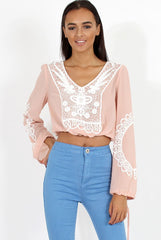 Nude Crochet Detail Top - Estelle