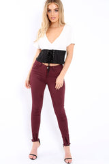 White Plunge Black Corset Lace Front Crop Top - Brinklee