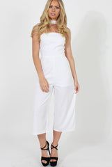 White Culotte Choker Jumpsuit - Pixie