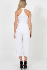 White Culotte Choker Jumpsuit - Pixie
