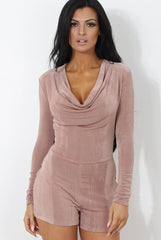 Jeano Mauve Cowl Neck Playsuit