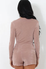 Jeano Mauve Cowl Neck Playsuit