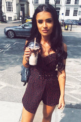 Black Red Polka Dot Belted Wrap Playsuit - Grace