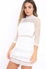 White Crochet Tier Dress - Keiana