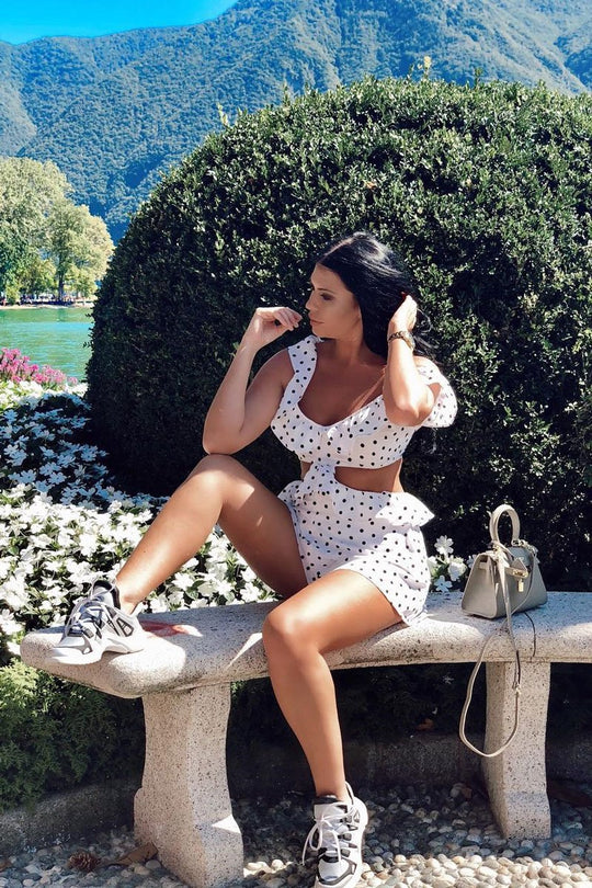 Polka Dot Frill Cut Out Playsuit - Karris