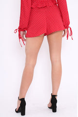 Red Polka Dot Mini Split Shorts - Cassie