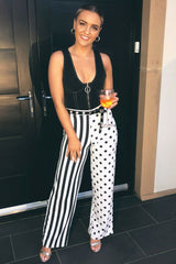 Polka Dot and Stripe Mix Print Trousers - Odelia