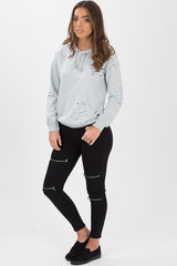 Black Zip Detail Jeans - Polly