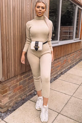 Stone Rib Crop Jumper Loungewear Set - Ayriana