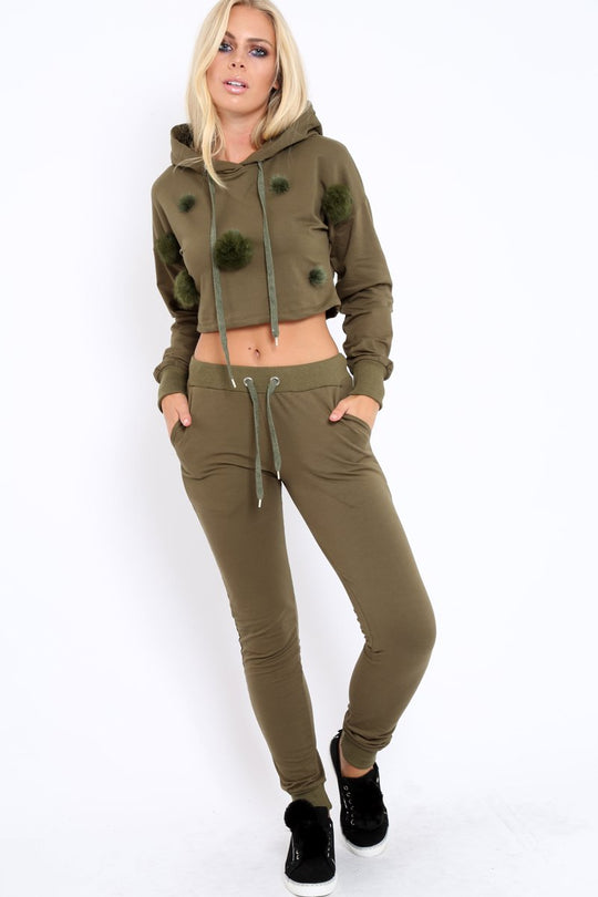 Khaki Pom pom Loungewear Set - Sacha