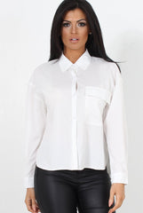 Poppie White Long Sleeve Cropped Shirt