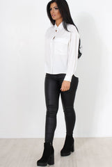 Poppie White Long Sleeve Cropped Shirt