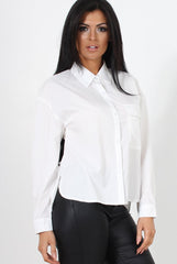 Poppie White Long Sleeve Cropped Shirt