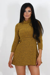 Poppie Mustard Cowl Neck Dress