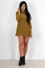 Poppie Mustard Cowl Neck Dress