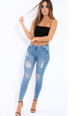 Black Knit Frill Bandeau Crop Top - Poppy