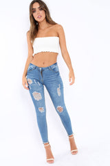 White Knit Frill Bandeau Crop Top - Poppy