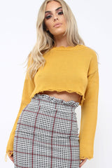 Mustard Distressed Cropped Jumper - Porta