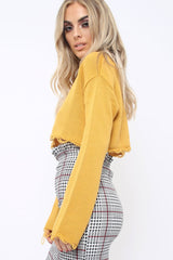 Mustard Distressed Cropped Jumper - Porta