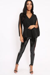 Black Split Sleeve Top - Porter