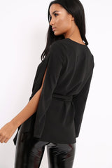 Black Split Sleeve Top - Porter