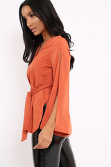 Rust Split Sleeve Top - Porter