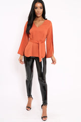 Rust Split Sleeve Top - Porter