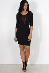 Posey Black Sheer Panel Dress