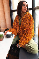 Mustard Crop Shaggy Jacket - Idelle