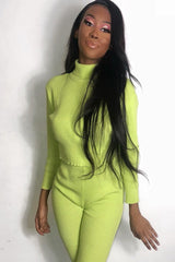 Lime Rib Crop Jumper Loungewear Set - Ayriana
