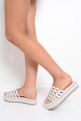 White Caged Studded Slider - Presli