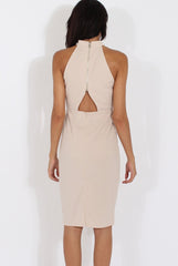 Nude Bandeau Choker Cut Out Dress -- Primrose