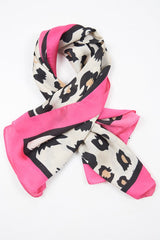 Leopard Pink Colour Block Scarf - Priscella