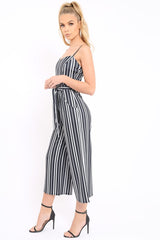 Black And White Striped Culotte Jumpsuit - Miller