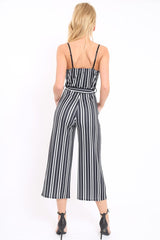 Black And White Striped Culotte Jumpsuit - Miller