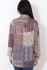 Yuno Lilac Paisley Print Shirt