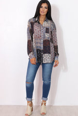 Yuno Blue Paisley Print Shirt