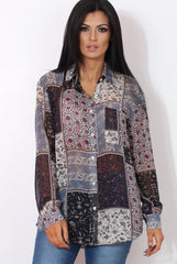 Yuno Blue Paisley Print Shirt