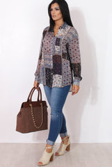 Yuno Blue Paisley Print Shirt