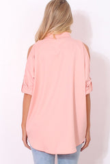 Carmel Pink Cut out Shoulder Top