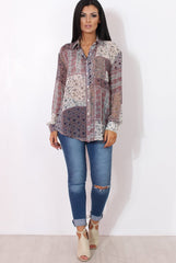 Yuno Lilac Paisley Print Shirt