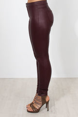 Narsa Wine PU Skinny Jeans