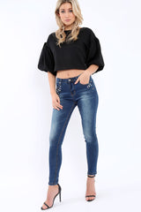 Black Puffball Sleeve Top - Indiana