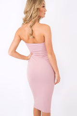 Mauve Plunge Bandeau Bodycon Midi Dress - Perry