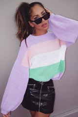 Lilac Nude and White Striped Jumper - Ammie